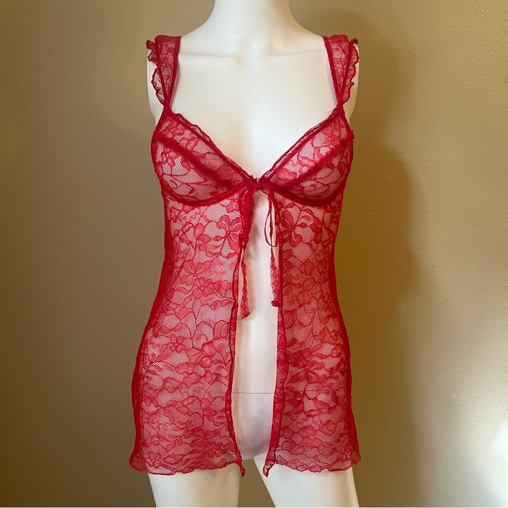 Victoria’s Secret red lace babydoll lingerie size Small